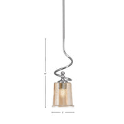 Toltec Capri 5in 1-Light Mini Pendant | Contemporary Brushed Nickel and Amber Bubble Glass | Kitchen Island & Dining Room | Model 901-BN-5033