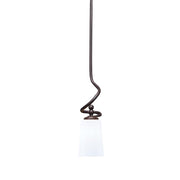 Toltec Capri 4.5in 1-Light Mini Pendant | Dark Granite and White Opal Glass | Kitchen Island & Dining Room | 4.5 x 4.5 x 17 in | Model 901-DG-261