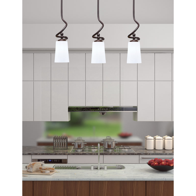Toltec Capri 4.5in 1-Light Mini Pendant | Dark Granite and White Opal Glass | Kitchen Island & Dining Room | 4.5 x 4.5 x 17 in | Model 901-DG-261