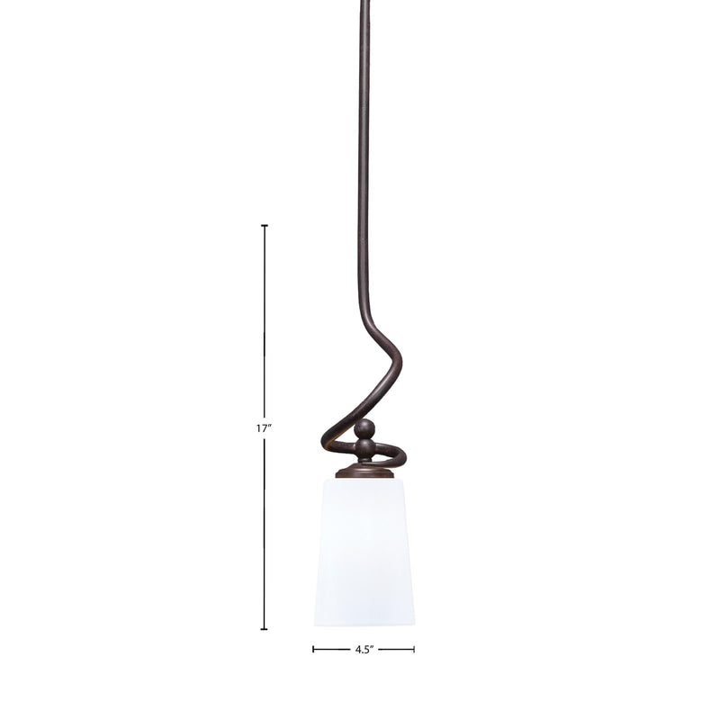 Toltec Capri 4.5in 1-Light Mini Pendant | Dark Granite and White Opal Glass | Kitchen Island & Dining Room | 4.5 x 4.5 x 17 in | Model 901-DG-261