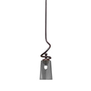 Toltec Capri 4.5in 1-Light Mini Pendant | Dark Granite and Smoke Bubble Glass | Kitchen Island & Dining Room | 4.5 x 4.5 x 17 in | Model 901-DG-262