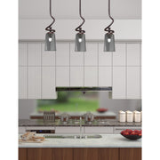 Toltec Capri 4.5in 1-Light Mini Pendant | Dark Granite and Smoke Bubble Glass | Kitchen Island & Dining Room | 4.5 x 4.5 x 17 in | Model 901-DG-262