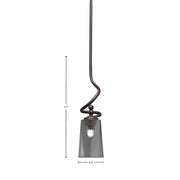 Toltec Capri 4.5in 1-Light Mini Pendant | Dark Granite and Smoke Bubble Glass | Kitchen Island & Dining Room | 4.5 x 4.5 x 17 in | Model 901-DG-262