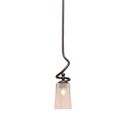 Toltec Capri 4.5in 1-Light Mini Pendant | Modern Dark Granite and Amber Gradient Glass | Kitchen Island & Dining Room | 4.5 x 17 in | Model 901-DG-263