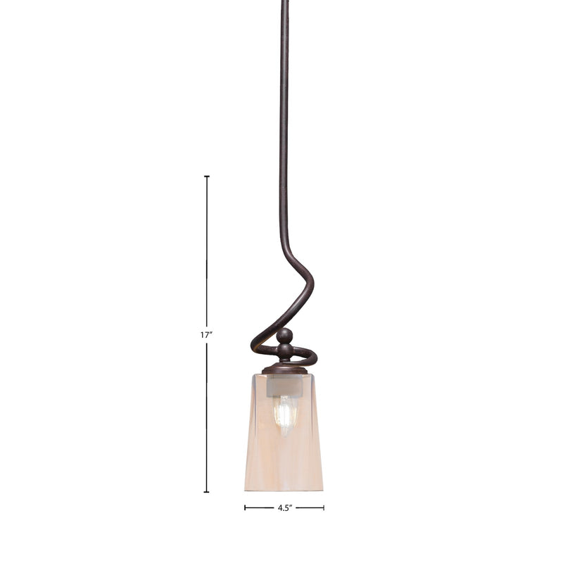 Toltec Capri 4.5in 1-Light Mini Pendant | Modern Dark Granite and Amber Gradient Glass | Kitchen Island & Dining Room | 4.5 x 17 in | Model 901-DG-263