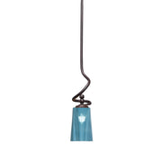 Toltec Capri 4.5in 1-Light Mini Pendant | Modern Dark Granite and Blue Gradient Glass | Kitchen Island & Dining Room | 4.5 x 17 in | Model 901-DG-265