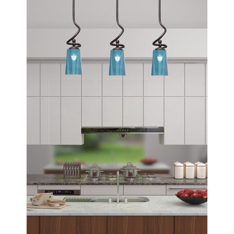 Toltec Capri 4.5in 1-Light Mini Pendant | Modern Dark Granite and Blue Gradient Glass | Kitchen Island & Dining Room | 4.5 x 17 in | Model 901-DG-265