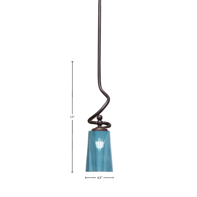 Toltec Capri 4.5in 1-Light Mini Pendant | Modern Dark Granite and Blue Gradient Glass | Kitchen Island & Dining Room | 4.5 x 17 in | Model 901-DG-265