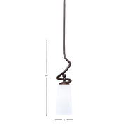 Toltec Capri 5in 1-Light Mini Pendant | Modern Dark Granite and White Opal Glass | Kitchen Island & Dining Room | 5 x 20 in | Model 901-DG-291