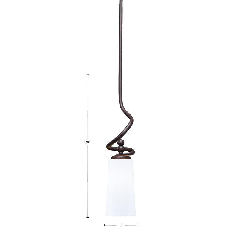 Toltec Capri 5in 1-Light Mini Pendant | Modern Dark Granite and White Opal Glass | Kitchen Island & Dining Room | 5 x 20 in | Model 901-DG-291