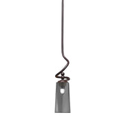 Toltec Capri 5in 1-Light Mini Pendant | Modern Dark Granite and Smoke Bubble Glass | Kitchen Island & Dining Room | 5 x 20 in | Model 901-DG-292