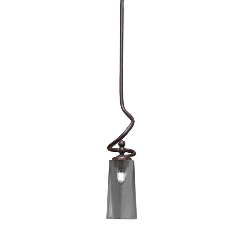 Toltec Capri 5in 1-Light Mini Pendant | Modern Dark Granite and Smoke Bubble Glass | Kitchen Island & Dining Room | 5 x 20 in | Model 901-DG-292