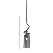 Toltec Capri 5in 1-Light Mini Pendant | Modern Dark Granite and Smoke Bubble Glass | Kitchen Island & Dining Room | 5 x 20 in | Model 901-DG-292