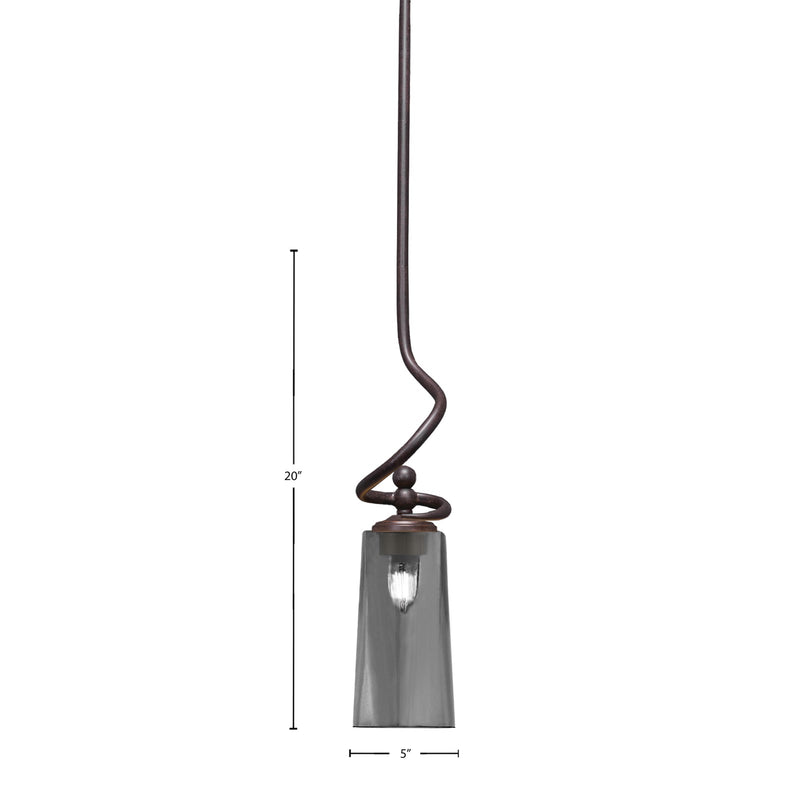 Toltec Capri 5in 1-Light Mini Pendant | Modern Dark Granite and Smoke Bubble Glass | Kitchen Island & Dining Room | 5 x 20 in | Model 901-DG-292