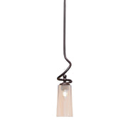 Toltec Capri 5in 1-Light Mini Pendant | Modern Dark Granite and Amber Gradient Glass | Kitchen Island & Dining Room | 5 x 20 in | Model 901-DG-293