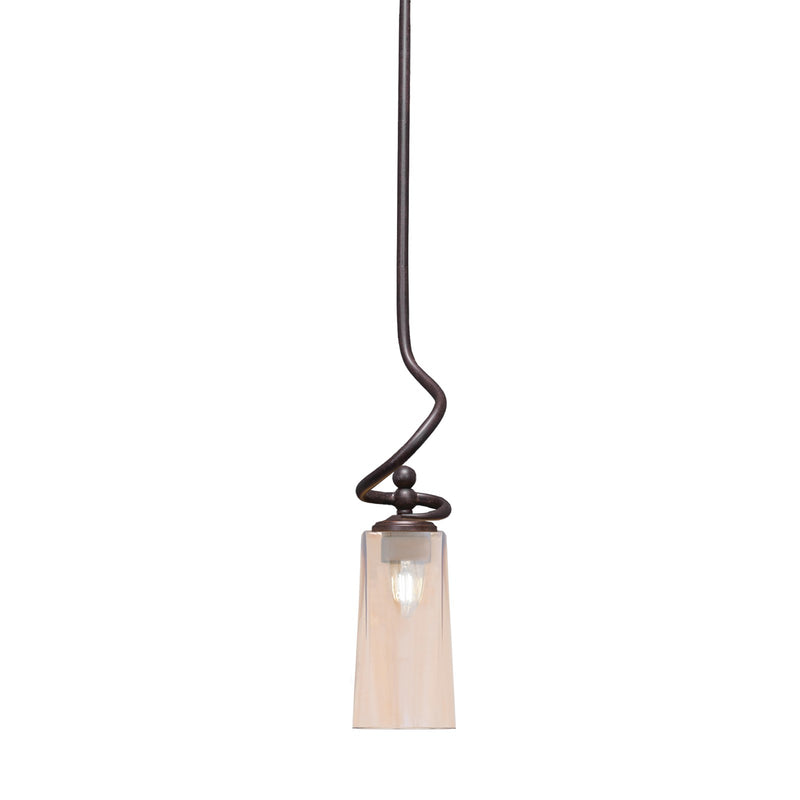 Toltec Capri 5in 1-Light Mini Pendant | Modern Dark Granite and Amber Gradient Glass | Kitchen Island & Dining Room | 5 x 20 in | Model 901-DG-293