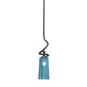 Toltec Capri 5in 1-Light Mini Pendant | Modern Dark Granite and Blue Gradient Glass | Kitchen Island & Dining Room | 5 x 20 in | Model 901-DG-295
