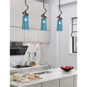 Toltec Capri 5in 1-Light Mini Pendant | Modern Dark Granite and Blue Gradient Glass | Kitchen Island & Dining Room | 5 x 20 in | Model 901-DG-295