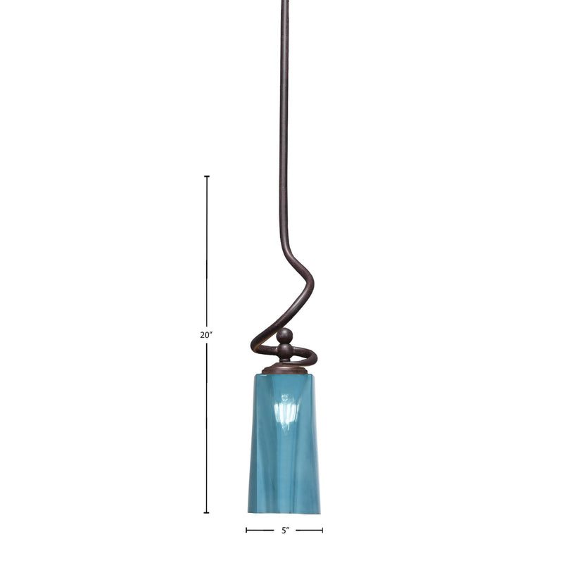 Toltec Capri 5in 1-Light Mini Pendant | Modern Dark Granite and Blue Gradient Glass | Kitchen Island & Dining Room | 5 x 20 in | Model 901-DG-295