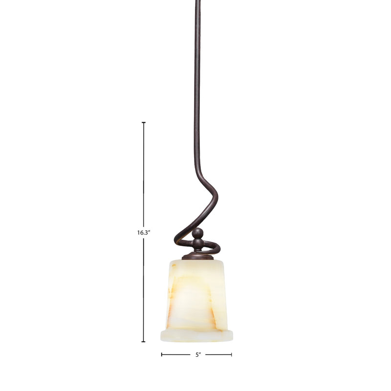 Toltec Capri 5in 1-Light Mini Pendant | Dark Granite Steel and Natural Stone Glass | Kitchen Island & Dining Room | 5 x 16.25 in | Model 901-DG-4128