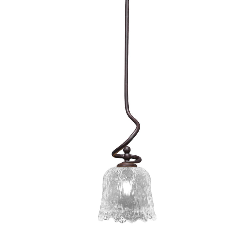 Toltec Capri 7in 1-Light Mini Pendant | Dark Granite Steel and Clear Lava Glass | Kitchen Island & Dining Room | 7 x 16.75 in | Model 901-DG-4230