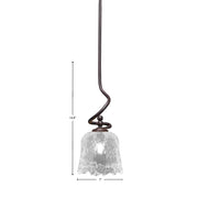 Toltec Capri 7in 1-Light Mini Pendant | Dark Granite Steel and Clear Lava Glass | Kitchen Island & Dining Room | 7 x 16.75 in | Model 901-DG-4230