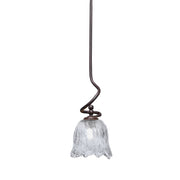 Toltec Capri 7in 1-Light Mini Pendant | Dark Granite Steel and Smoke Lava Glass | Kitchen Island & Dining Room | 7 x 16.75 in | Model 901-DG-4232