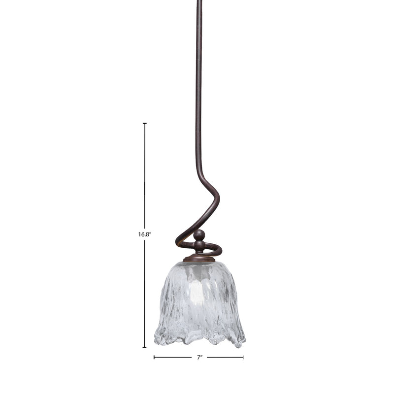 Toltec Capri 7in 1-Light Mini Pendant | Dark Granite Steel and Smoke Lava Glass | Kitchen Island & Dining Room | 7 x 16.75 in | Model 901-DG-4232
