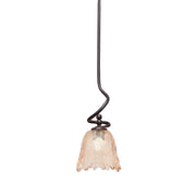 Toltec Capri 7in 1-Light Mini Pendant | Dark Granite Steel and Amber Lava Glass | Kitchen Island & Dining Room | 7 x 16.75 in | Model 901-DG-4233