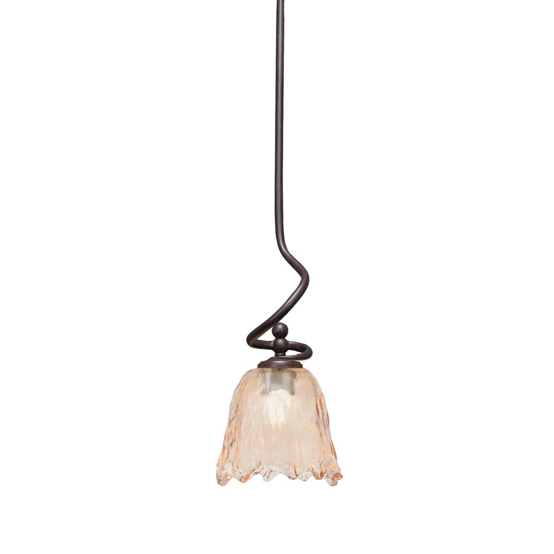 Toltec Capri 7in 1-Light Mini Pendant | Dark Granite Steel and Amber Lava Glass | Kitchen Island & Dining Room | 7 x 16.75 in | Model 901-DG-4233