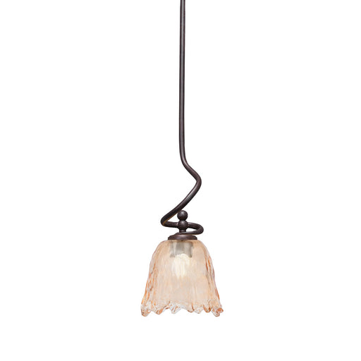 Toltec Capri 7in 1-Light Mini Pendant | Dark Granite Steel and Amber Lava Glass | Kitchen Island & Dining Room | 7 x 16.75 in | Model 901-DG-4233