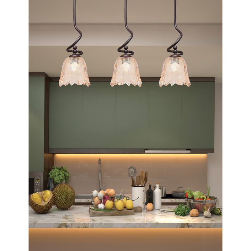 Toltec Capri 7in 1-Light Mini Pendant | Dark Granite Steel and Amber Lava Glass | Kitchen Island & Dining Room | 7 x 16.75 in | Model 901-DG-4233