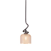 Toltec Capri 6in 1-Light Mini Pendant | Dark Granite Steel and Amber Textured Glass | Kitchen Island & Dining Room | 6 x 15.75 in | Model 901-DG-4613