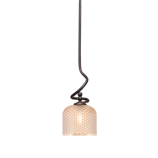 Toltec Capri 6in 1-Light Mini Pendant | Dark Granite Steel and Amber Textured Glass | Kitchen Island & Dining Room | 6 x 15.75 in | Model 901-DG-4613