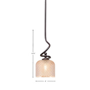 Toltec Capri 6in 1-Light Mini Pendant | Dark Granite Steel and Amber Textured Glass | Kitchen Island & Dining Room | 6 x 15.75 in | Model 901-DG-4613
