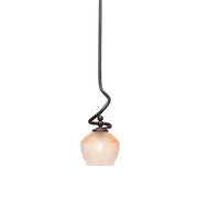 Toltec Capri 16.5in 1-Light Mini Pendant | Modern Dark Granite Steel and Amber Textured Glass | Kitchen Island & Counter Accent | 16.5 x 9.75 in | Model 901-DG-4623