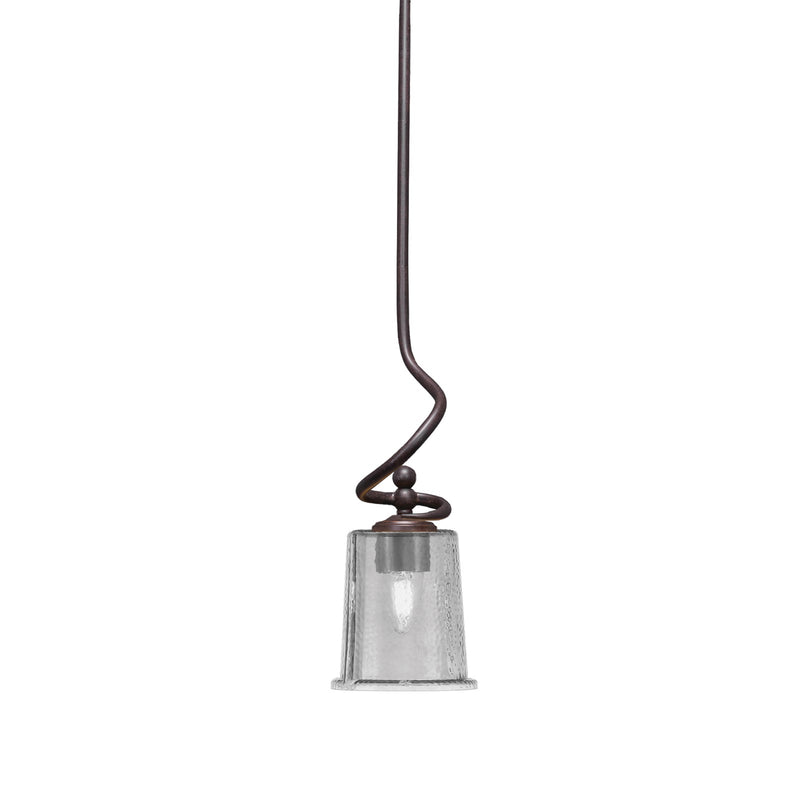 Toltec Capri 5in 1-Light Mini Pendant | Modern Dark Granite and Smoke Bubble Glass | Kitchen Island & Dining Room | 5 x 16 in | Model 901-DG-5032