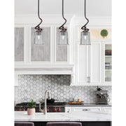 Toltec Capri 5in 1-Light Mini Pendant | Modern Dark Granite and Smoke Bubble Glass | Kitchen Island & Dining Room | 5 x 16 in | Model 901-DG-5032