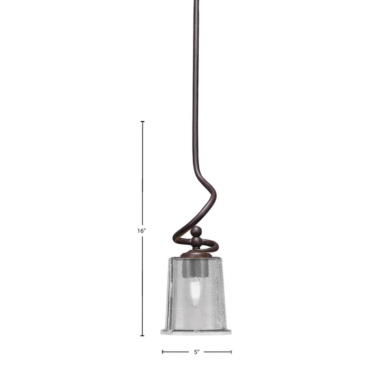 Toltec Capri 5in 1-Light Mini Pendant | Modern Dark Granite and Smoke Bubble Glass | Kitchen Island & Dining Room | 5 x 16 in | Model 901-DG-5032