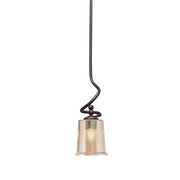 Toltec Capri 5in 1-Light Mini Pendant | Dark Granite Steel and Amber Bubble Glass | Kitchen Island & Dining Room | 5 x 16 in | Model 901-DG-5033
