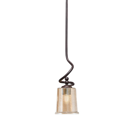 Toltec Capri 5in 1-Light Mini Pendant | Dark Granite Steel and Amber Bubble Glass | Kitchen Island & Dining Room | 5 x 16 in | Model 901-DG-5033