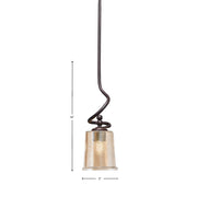 Toltec Capri 5in 1-Light Mini Pendant | Dark Granite Steel and Amber Bubble Glass | Kitchen Island & Dining Room | 5 x 16 in | Model 901-DG-5033