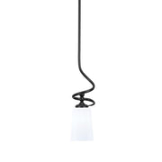 Toltec Capri 4.5in 1-Light Mini Pendant | Matte Black Steel and White Opal Glass | Kitchen Island & Dining Room | 4.5 x 17 in | Model 901-MB-261