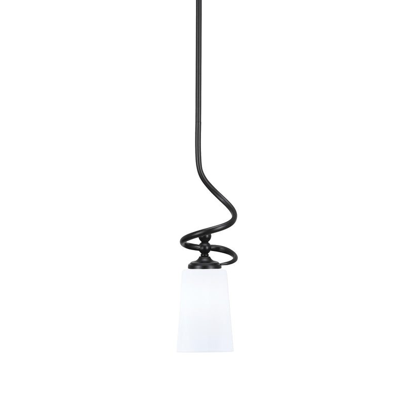 Toltec Capri 4.5in 1-Light Mini Pendant | Matte Black Steel and White Opal Glass | Kitchen Island & Dining Room | 4.5 x 17 in | Model 901-MB-261