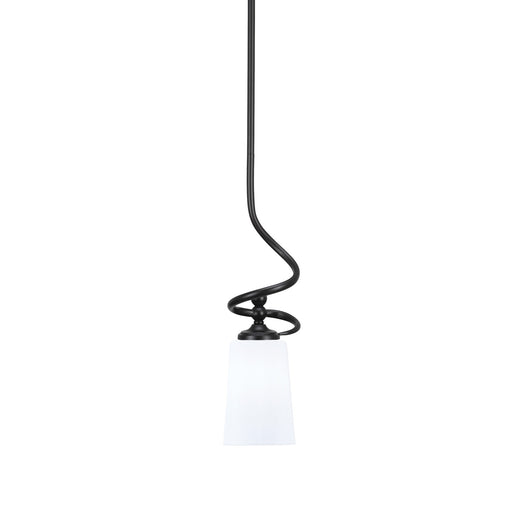 Toltec Capri 4.5in 1-Light Mini Pendant | Matte Black Steel and White Opal Glass | Kitchen Island & Dining Room | 4.5 x 17 in | Model 901-MB-261