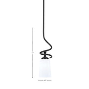 Toltec Capri 4.5in 1-Light Mini Pendant | Matte Black Steel and White Opal Glass | Kitchen Island & Dining Room | 4.5 x 17 in | Model 901-MB-261