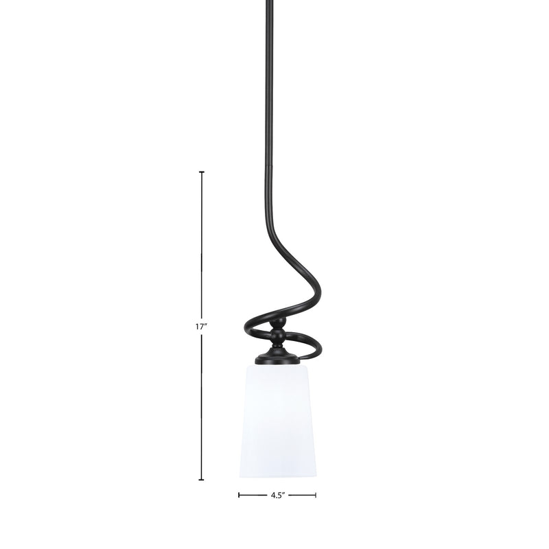 Toltec Capri 4.5in 1-Light Mini Pendant | Matte Black Steel and White Opal Glass | Kitchen Island & Dining Room | 4.5 x 17 in | Model 901-MB-261