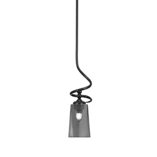 Toltec Capri 4.5in 1-Light Mini Pendant | Matte Black Steel and Smoke Bubble Glass | Kitchen Island & Dining Room | 4.5 x 17 in | Model 901-MB-262