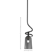 Toltec Capri 4.5in 1-Light Mini Pendant | Matte Black Steel and Smoke Bubble Glass | Kitchen Island & Dining Room | 4.5 x 17 in | Model 901-MB-262