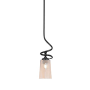 Toltec Capri 4.5in 1-Light Mini Pendant | Matte Black Steel and Amber Gradient Glass | Kitchen Island & Dining Room | 4.5 x 17 in | Model 901-MB-263